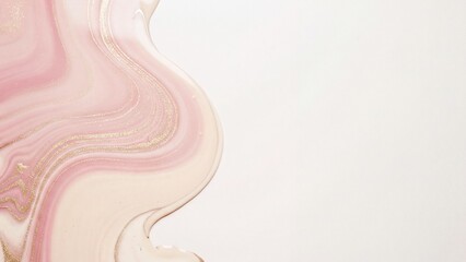 Naklejka premium Elegant pink fluid marble with gold glitter and large copy space