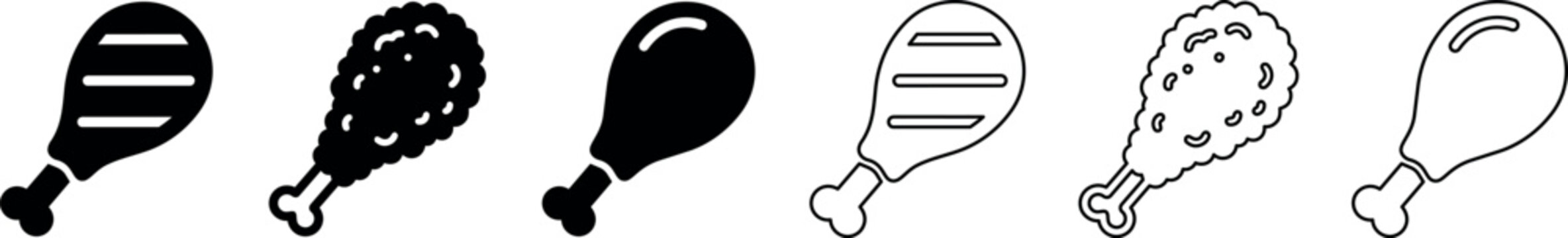 Chicken drumstick icons in solid and outline styles