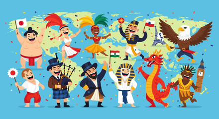 Fototapeta premium Diverse Cultural Icons from Around the World