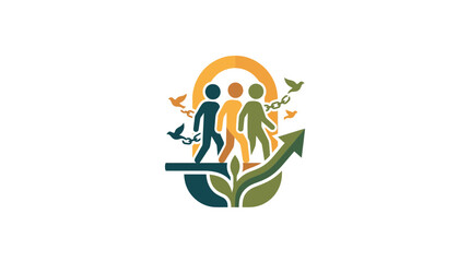 Conceptual icon of freedom and growth with people and nature elements ©  Tika Qiyam