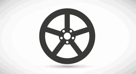 Obraz premium A simple black icon of a circular vehicle wheel on a white background