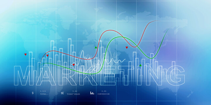 2d illustration Stock market online business concept. business Graph 