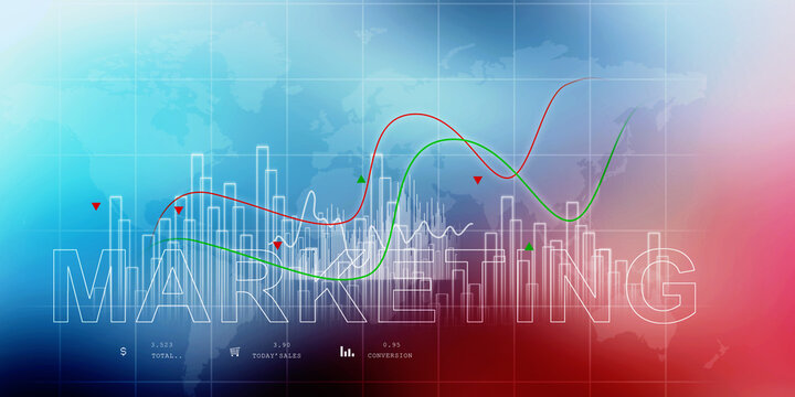 2d illustration Stock market online business concept. business Graph 