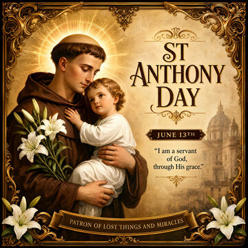 St anthony with child and flowers