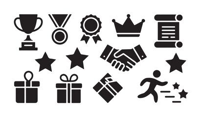 Fototapeta premium Achievement and success icons set for recognition awards competition and reward symbols.