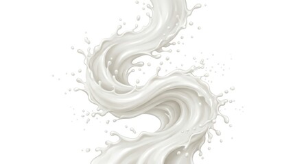 Fototapeta premium A swirling vortex of milk against a stark white background, evoking themes of purity and fluidity, 