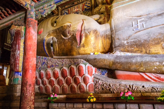 Interior of the Giant Buddha Temple in Zhangye, Gansu, China