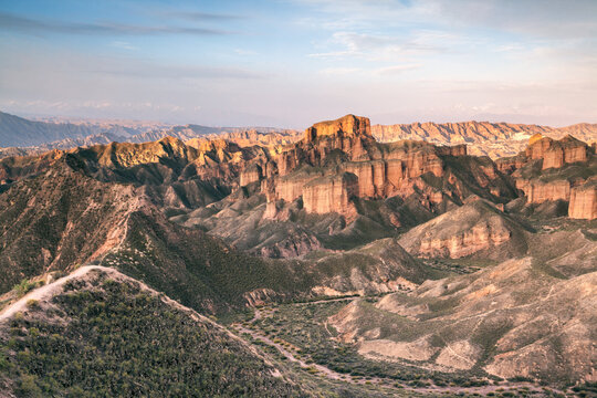 Rock formations at the Bingou Danxia landform, Zhangye, Gansu, China