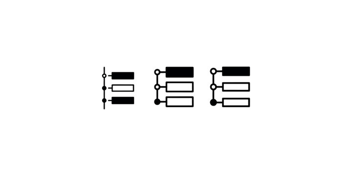 Data structure or list visualization icons with filled and empty boxes showing different levels or states of information organization.