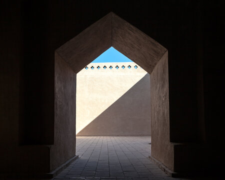 Arched entrance to the islamic mosque, Turpan, Xinjiang, China