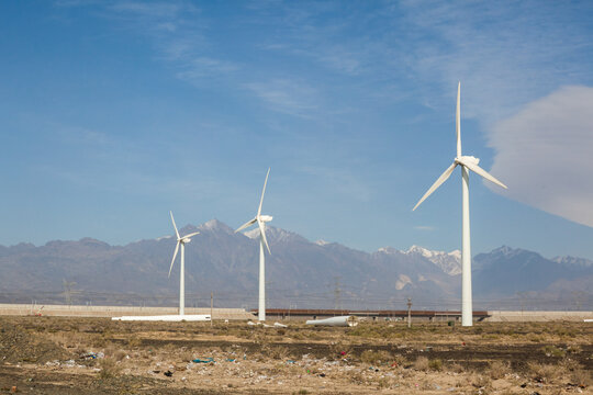 Wind power turbines, Turpan, Xinjiang, China