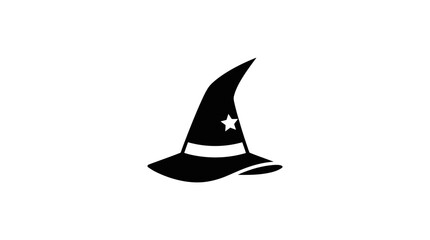 Fototapeta premium Black Wizard Hat with Star and Band.