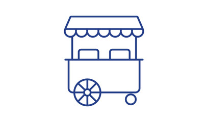 Handdrawn blue outline of a vintage steam locomotive © Naim01