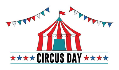 Colorful circus day illustration with tents, flags, and festive decorations © Naim01