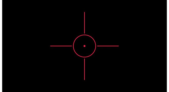 Red digital sniper scope reticle overlay for gaming and tactical ui animation