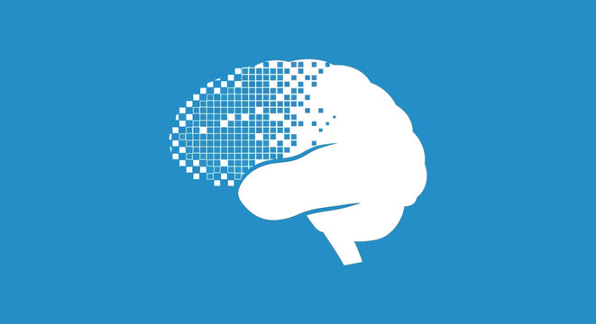 Conceptual digital brain, showcasing data processing and abstract thought in modern context
