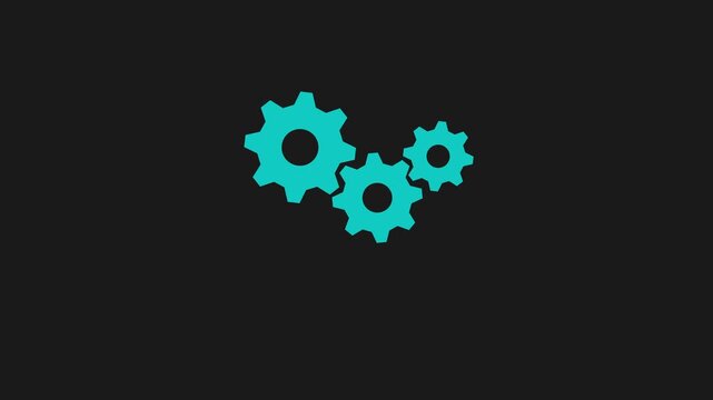 gears on black3 white gears spinning. Group of gears. Gears rotating animation. cogwheel gear icon logotype rotating.4k video three Inter locking gears on background.