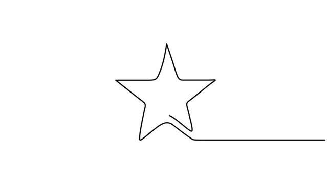 Self animated continuous one line drawing of a star shape. One line Drawing or illustration of a star, Hand drawn star Video animation, Animated One continuous line draw