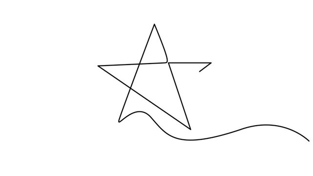 Self animated continuous one line drawing of a star shape. One line Drawing or illustration of a star, Hand drawn star Video animation, Animated One continuous line draw