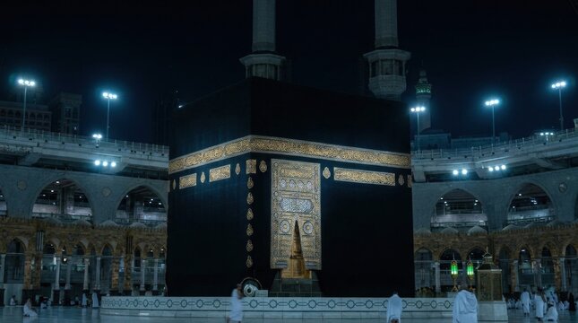 The Holy Kaaba in Masjid al Haram Mecca at Night