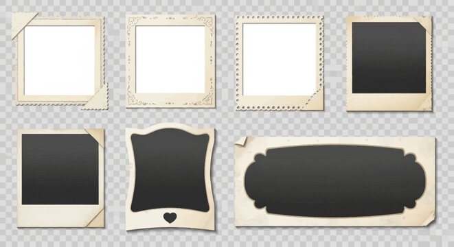 Collection of vintage photo frames with blank spaces for memories and pictures to be added