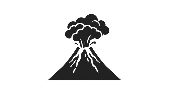 Volcano erupting with smoke and ash cloud illustration.