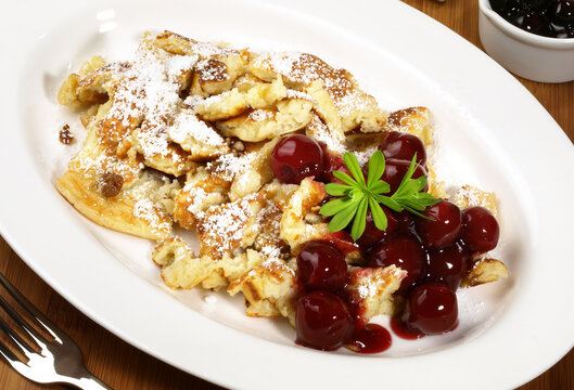 Food - Traditional Kaiserschmarrn - Austrian Pancake Pieces on white Background