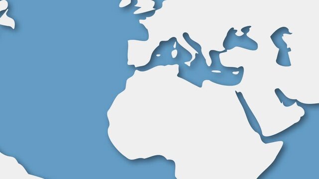 Algeria Highlighted from World Map Background, Political Geography Illustration