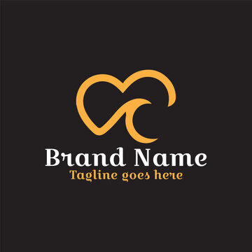 A modern vector business logo for a company featuring a heart symbol and passion element, designed as a creative illustration template.
