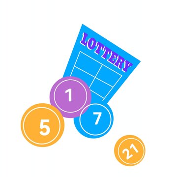 lottery ticket and numbered bingo balls in flat cartoon illustration style