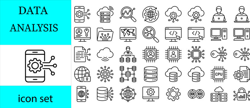 Data analysis icon set