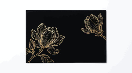 Elegant gold line art magnolia flowers on a, luxury floral design element © Saharia
