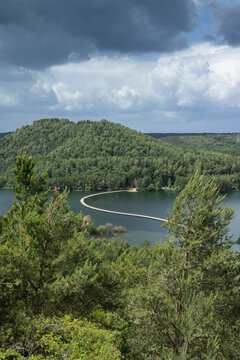 Scenic view of the tourist attraction "Cycle through the Mine Terrils" in the "Hoge Kempen" National Park, at Terhills, near Dilsen-Stokkem in Limburg, Belgium. With copy space
