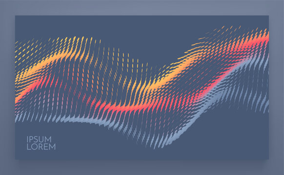 Dynamics particles. Abstract wavy background. Wave with connected dots. Big data. Grid. Water surface. Illustration for brochure, poster, cover, presentation, flyer or banner.