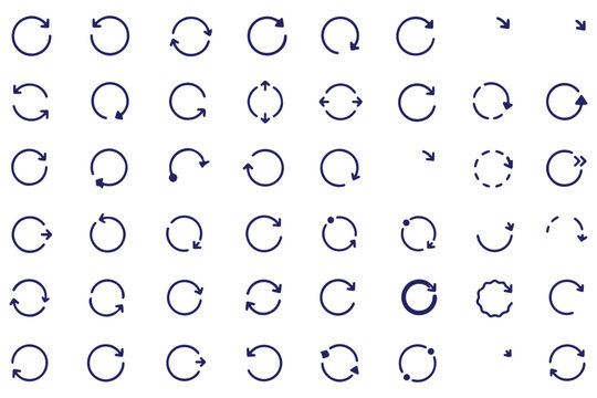 Circular rotation arrow icon set with degree angles clockwise and counterclockwise, vector illustration
