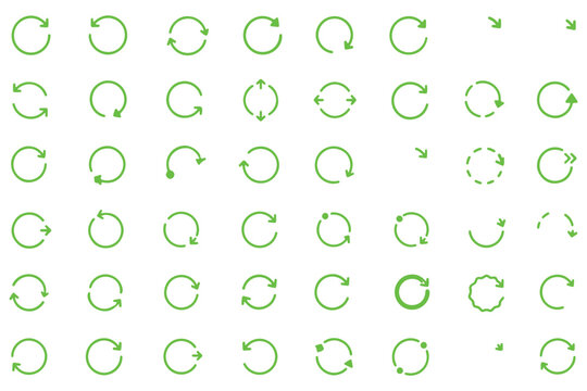 Circular rotation arrow icon set with degree angles clockwise and counterclockwise, vector illustration
