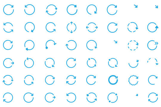 Circular rotation arrow icon set with degree angles clockwise and counterclockwise, vector illustration
