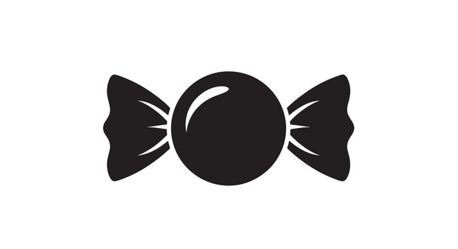 Black Silhouette Of Wrapped Candy On A White Background