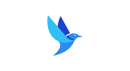 Fototapeta premium Minimalist Blue Bird Icon in Flight, Modern Design for Brands and Logos