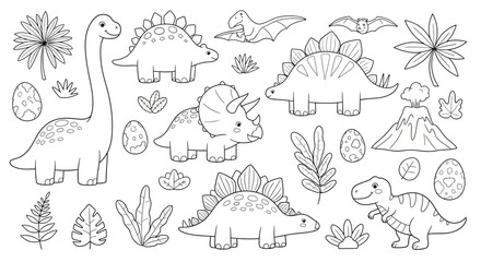 Dinosaur Collection for Kids Coloring Book. © dada