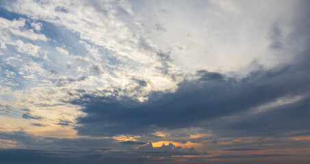 Obraz premium Sky replacement blue gray clouds with orange sunrise or sunset