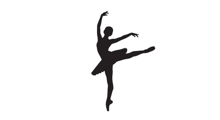 Ballerina Silhouette Against A White Background Dance Form Illustration © MD