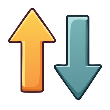 Orange up arrow and blue down arrow icons