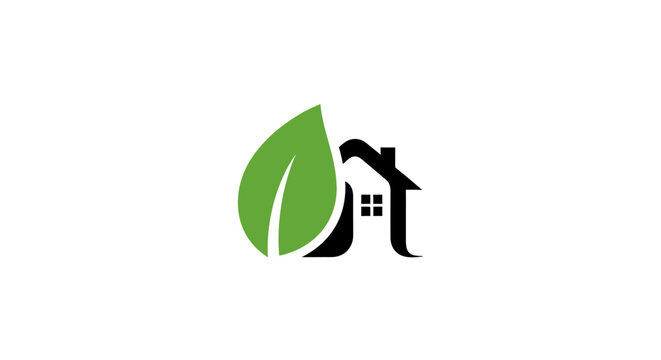 Eco-friendly home logo showcasing sustainability, nature, and environmental responsibility