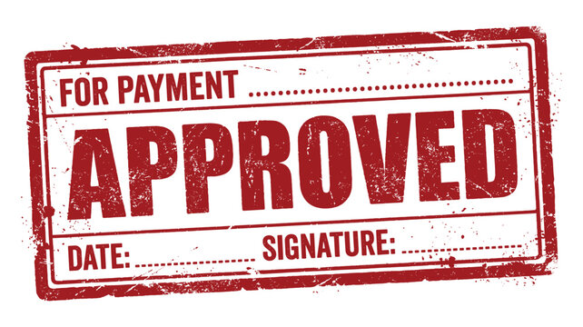 Grungy red stamp saying for payment approved