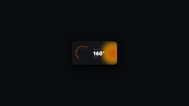Animated Dark Mode UI Thermostat Widget with Temperature Gauge and Heating Indicator