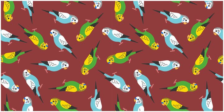 セキセイインコののシームレス背景画像。（Seamless background image of budgerigars.）
