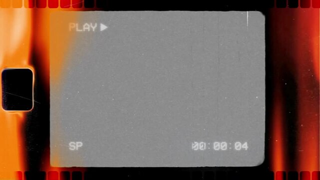 Vintage Retro Camcorder Viewfinder Overlay with Light Leak Effects.