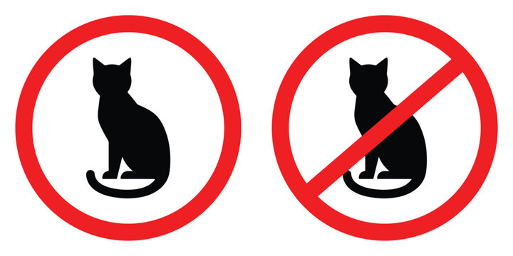 No Pets Allowed Sign Vector Icons In Red Circle With Crossed Out Silhouette