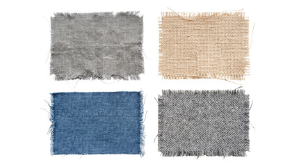 Fototapeta premium Set of various fabric swatches isolated on transparent background